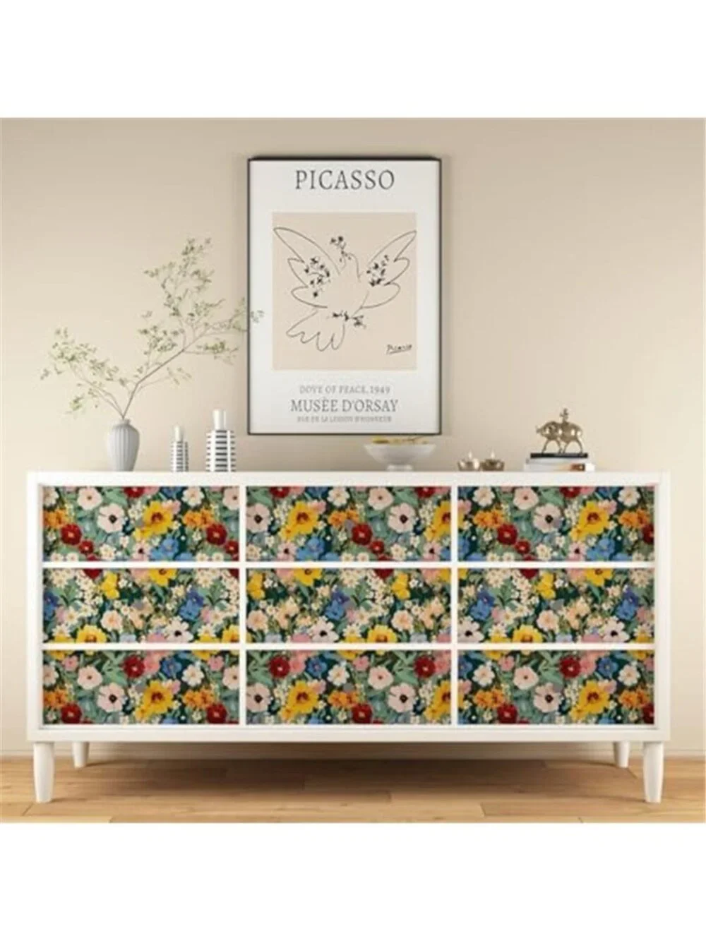 Boho Floral Peel Stick Wallpaper Self Adhesive Contact Paper Waterproof Vinyl